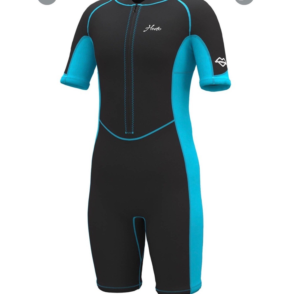Hevto Kids Wetsuit Shorty 2mm Neoprene Front Zip Youth Size 12 Black Blue K1S